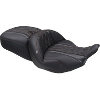 Deluxe Touring Seat — Driver width 47 cm (18-1/2"), Rear width 34.5 cm (13-1/2"), Black, Orange, 2-up