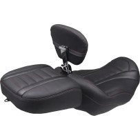 Deluxe Touring Solo Seat — 39.5 cm (15-1/2") driver width, Black, Red