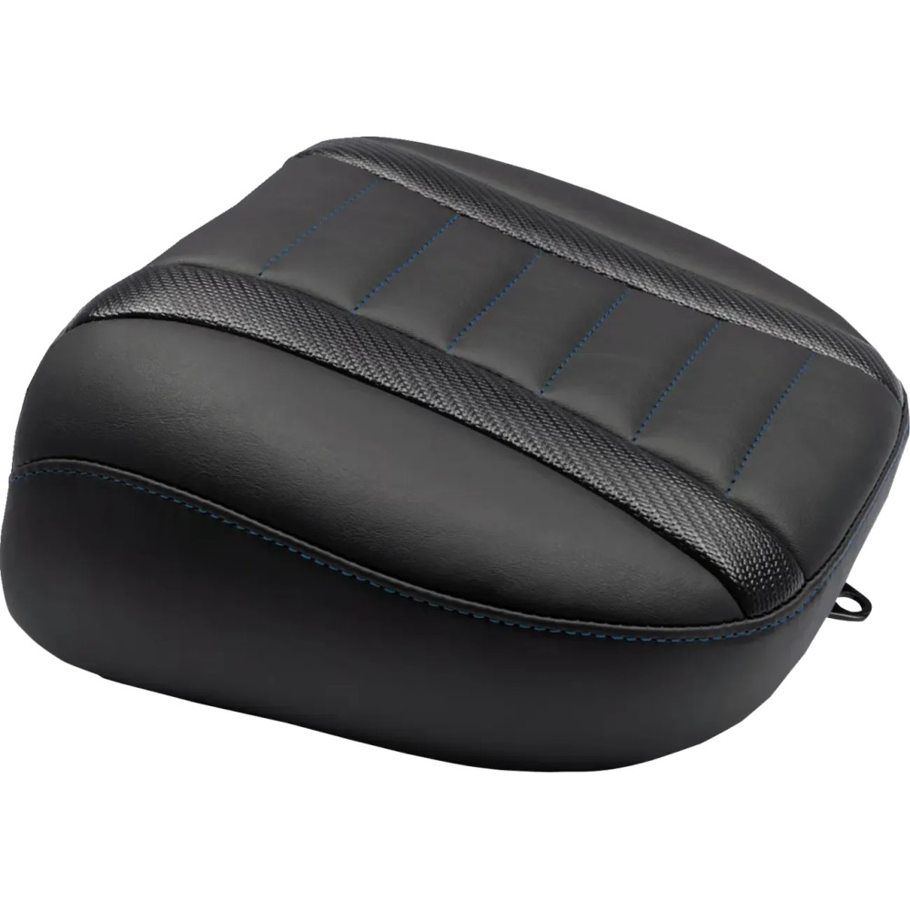 Asiento para pasajero Deluxe Touring — Negro, fibra de carbono, puntada azul