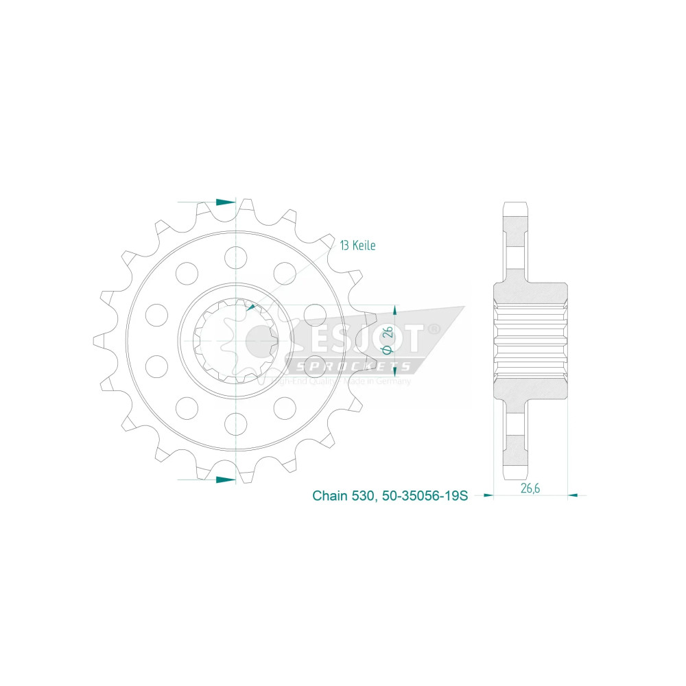 SPORT SPROCKET FRONT 530 — 19T, Front
