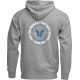 Sudadera con cremallera Badge — Talla L, Gris jaspeado