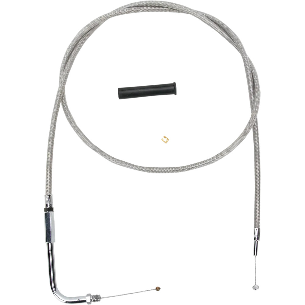 Stainless Braided Throttle Cable — 122 cm (48") housing, 90° elbow