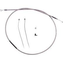 Redesigned Polished Stainless Clutch Cable — 172 cm (67-11/16") , travel 89 mm (3-1/2") , adjuster 64.5 cm (25-7/16")