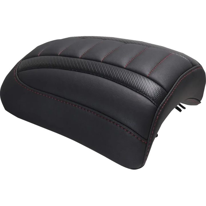 Padded Passenger Seat Cowl — 23 cm (9\") rear width, fits Mustang Double Diamond Solo Seat, Black, Red
