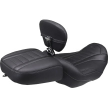 Wide Deluxe Touring Passenger Seat — Mustang, Black, gray stitching