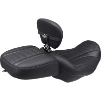 Wide Deluxe Touring Passenger Seat — Mustang, Black, gray stitching