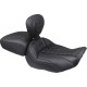 Wide Deluxe Touring Passenger Seat — Mustang, Black, gray stitching