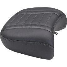 Wide Deluxe Touring Passenger Seat — Mustang, Black, gray stitching