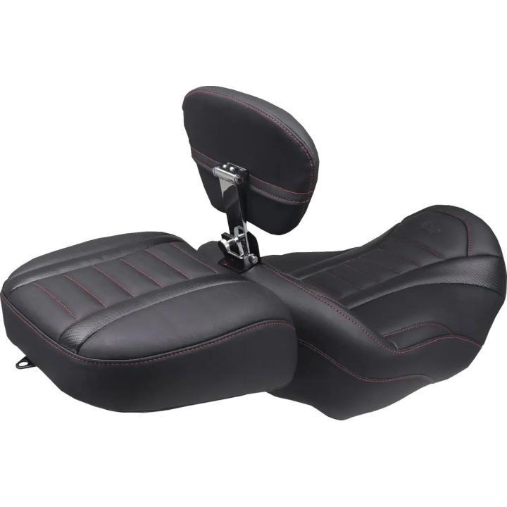Wide Deluxe Touring Passenger Seat — recessed 13", Black, Red