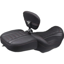 Wide Deluxe Touring Passenger Seat — recessed 13", Black, Red