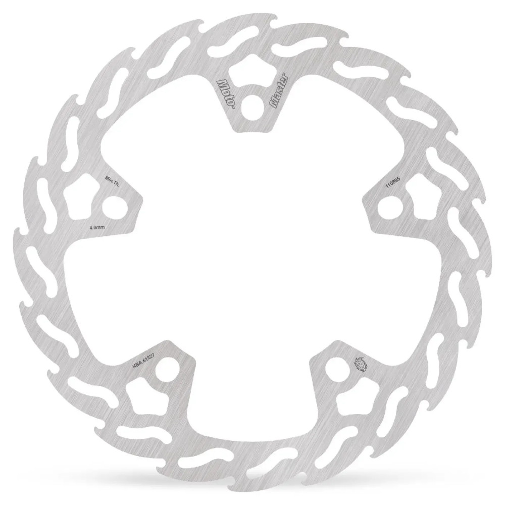 Rotor de freno fijo Flame — 320 mm, patrón de 5 agujeros, 4,5 mm grosor, Plata