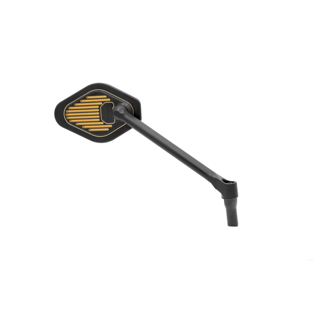 Adjustable Mirror Long Stem (18 cm) Black & Gold Edition — 18 cm stem, 13 x 8.25 cm head, screw-in mount