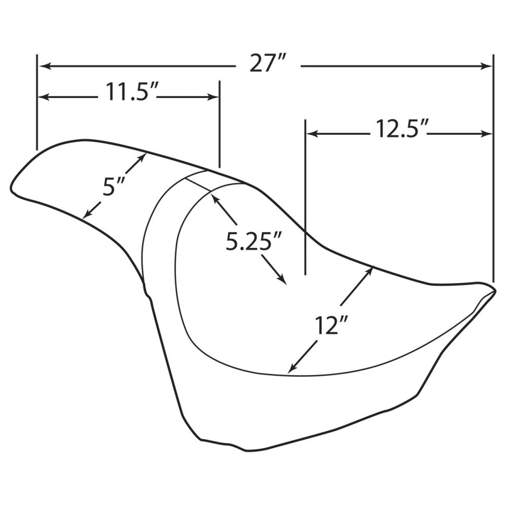 Predator Seat — 27 in overall, 12 in driver width, 1 in lower than stock, Black