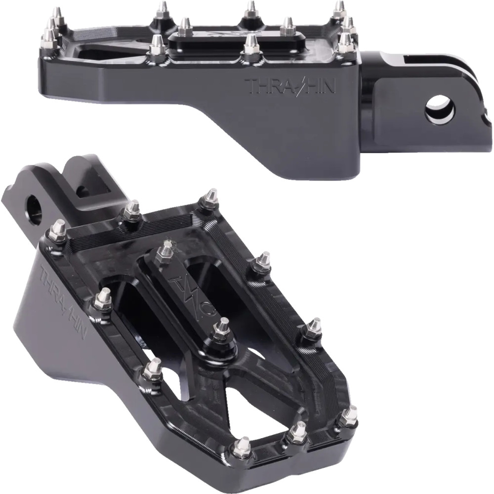 Aggressor Foot Pegs — 57 mm length, 8.89 cm width, front mount, pair