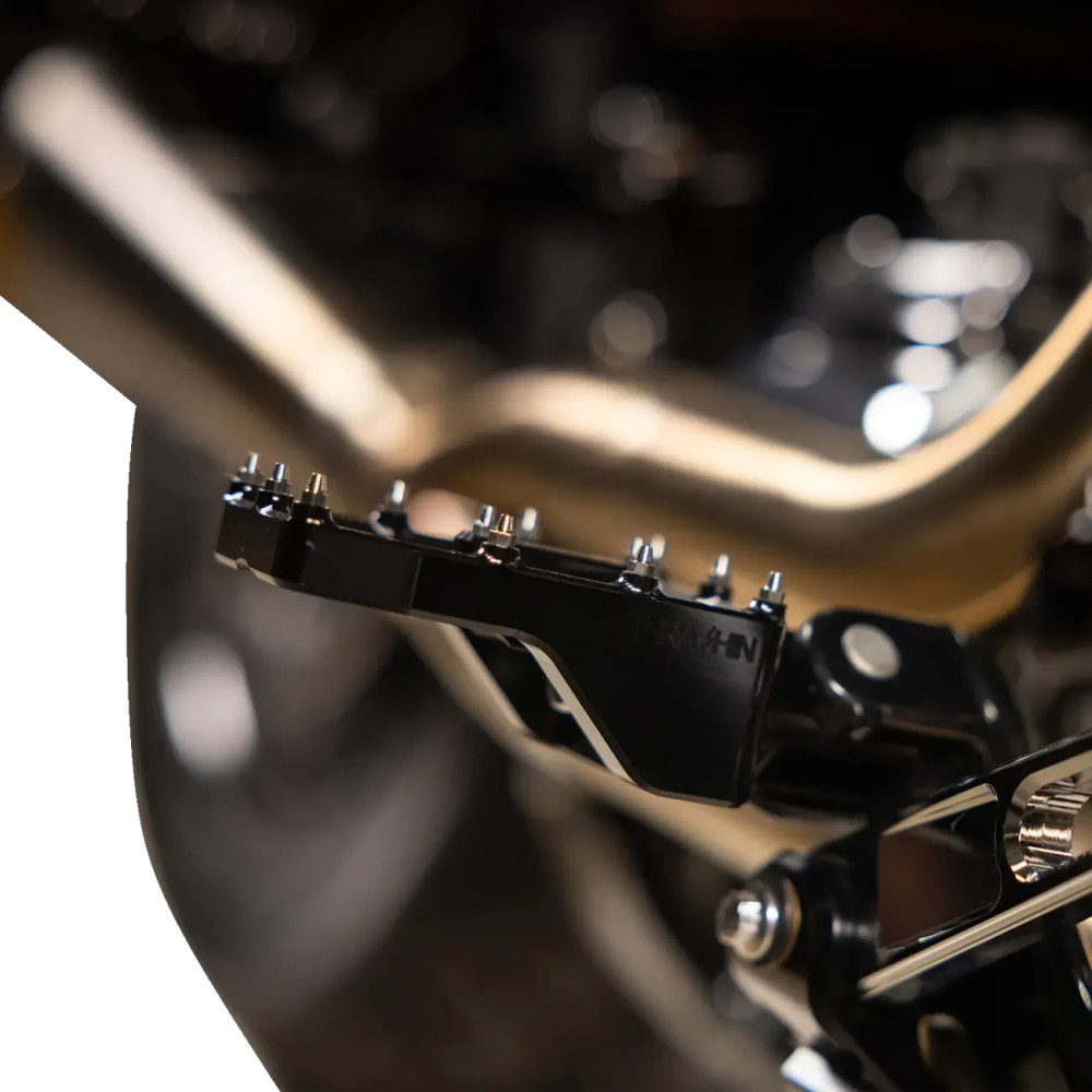 Aggressor Foot Pegs — 57 mm (2-1/4"), 3-1/2" width, Black anodized, Rear mount