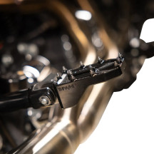 Aggressor Foot Pegs — 57 mm (2-1/4"), 3-1/2" width, Black anodized, Rear mount