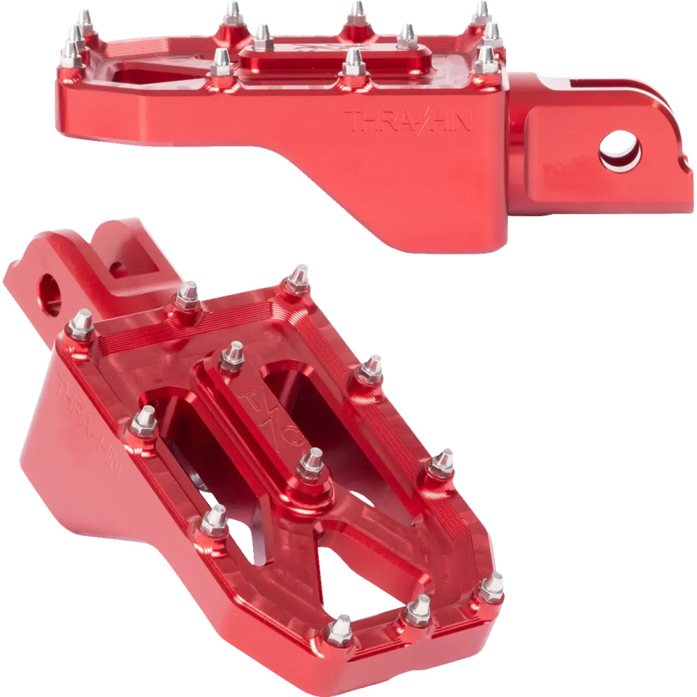 Aggressor Foot Pegs — 57 mm (2-1/4"), 89 mm (3-1/2"), front mount, red anodized