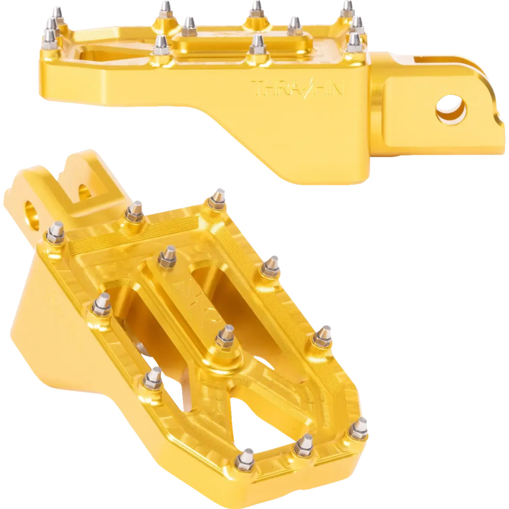 Aggressor Foot Pegs — 57 mm (2-1/4"), 8.89 cm (3-1/2"), Front mount, Gold