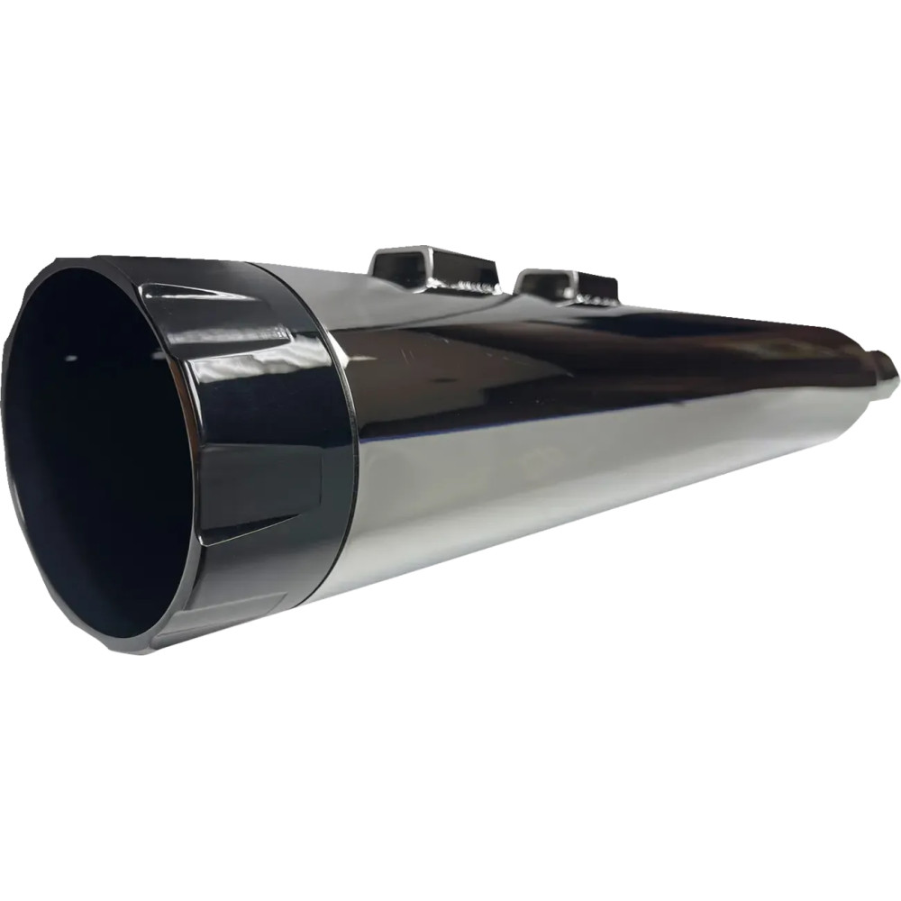 4-1/2" Straight Can Slip-On Mufflers — black billet end caps