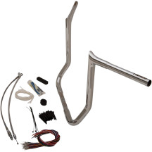 1-1/4" EZ Install Pointed Top Handlebar Kit — 1-1/4" (32 mm) diameter, 16" rise, 36" width, 1" clamp, Chrome