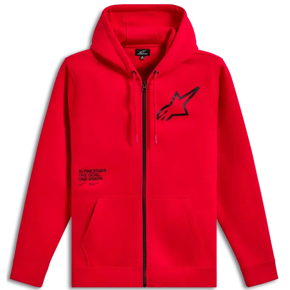 Transverse Zip Hoodie — L, Red, Men's
