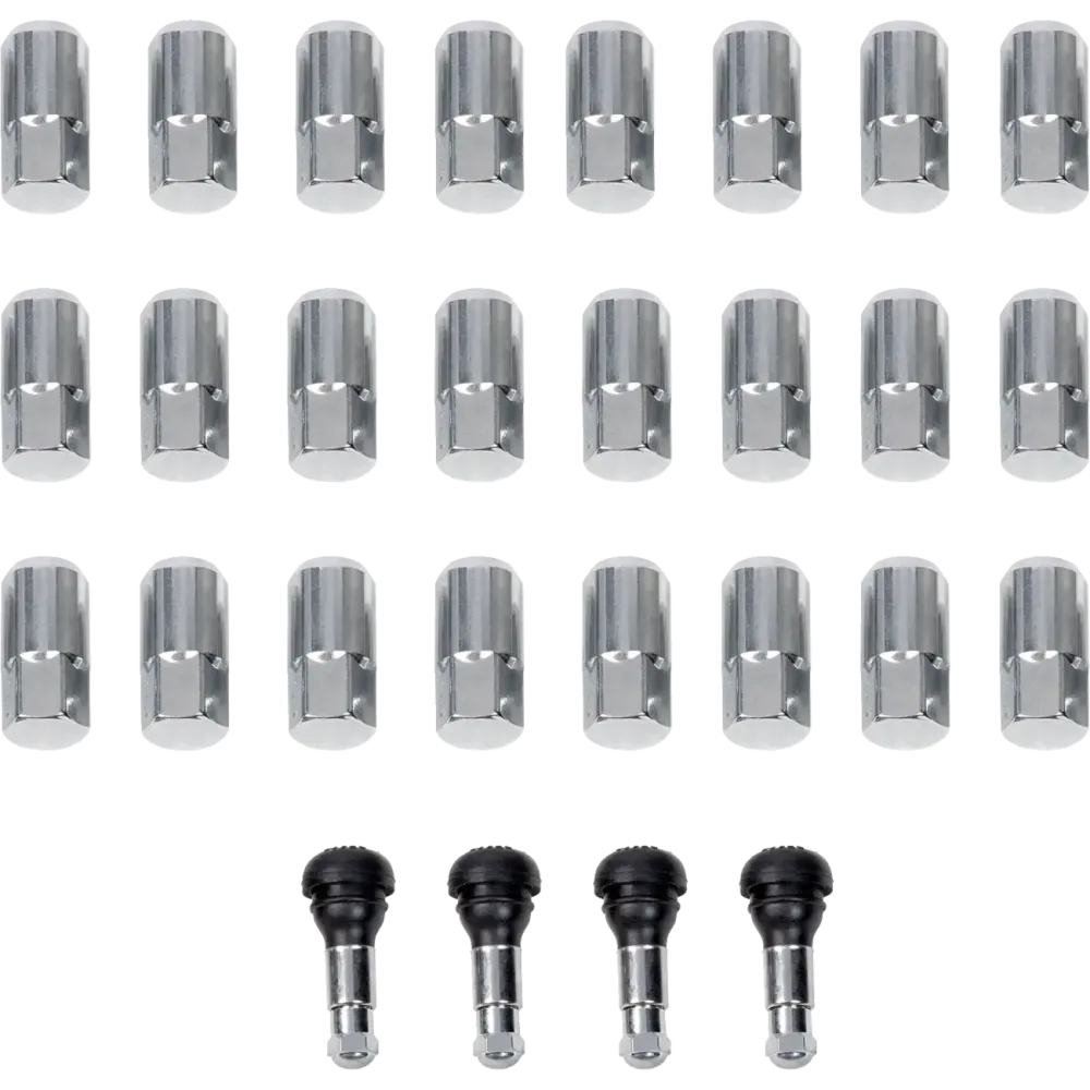 Replacement ATV/UTV Wheel Lug Nuts with Valve Stems — 12 mm x 1.5, tapered, 24 pack, chrome