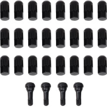Tuercas de rueda de repuesto para ATV/UTV con vástagos de válvula — 12 mm x 1.5, base cónica, paquete de 24, negro brillo