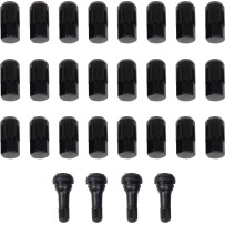 Tuercas de rueda de repuesto para ATV/UTV con vástagos de válvula — 12 mm x 1.5, base cónica, paquete de 24, negro brillo