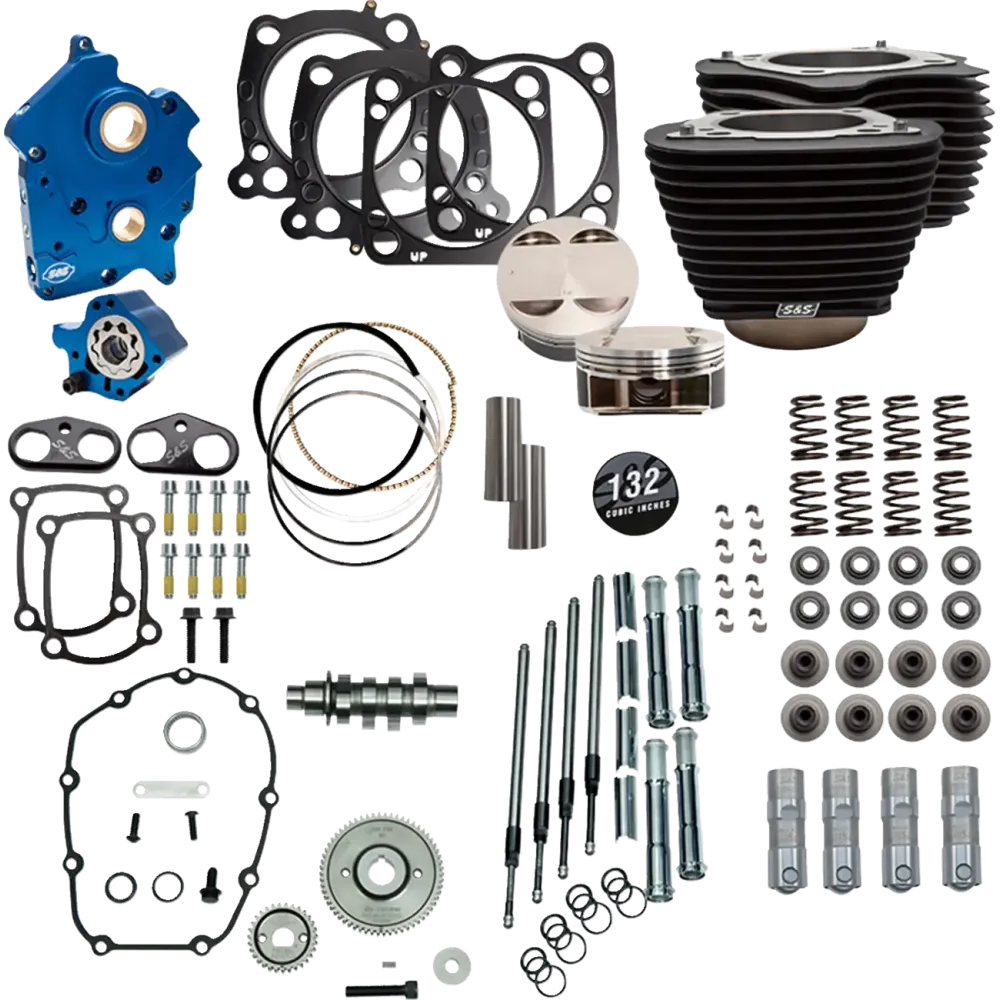 132" Power Package for M8 — 4-1/2" stroke, 4.32" bore, 11.0:1 compression, Wrinkle Black