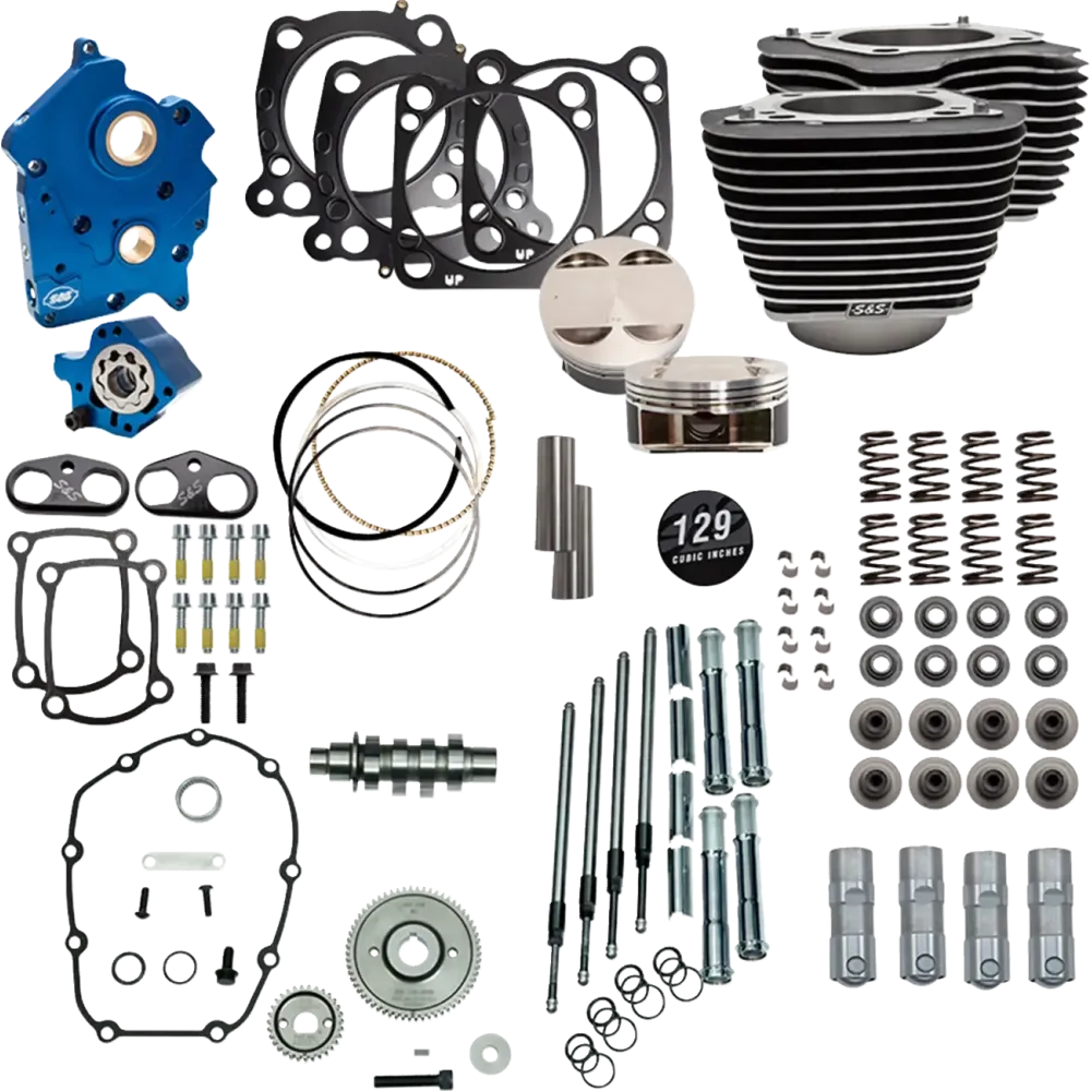 129" Power Package for M8 — 4.32" bore, 4-3/8" stroke, Highlighted Fins