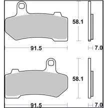 Brake Pad Sinter SA Prime Line — Length 91.5 mm, Thickness 7 mm