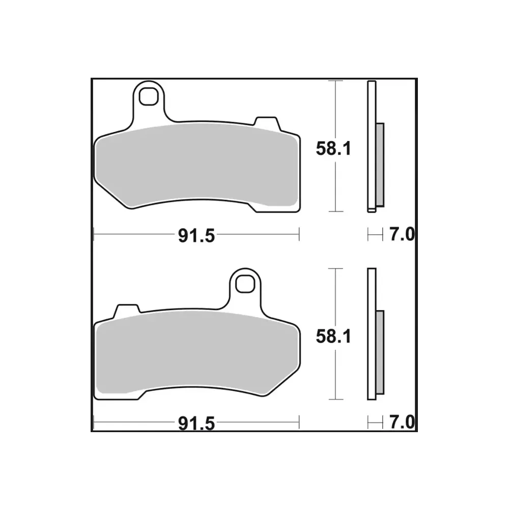 Brake Pad Sinter SA Prime Line — Length 91.5 mm, Thickness 7 mm