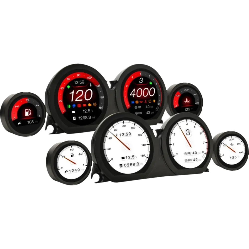 HD-03X | Juego de indicadores TFT — 95 mm × 70 mm × 51 mm, negro