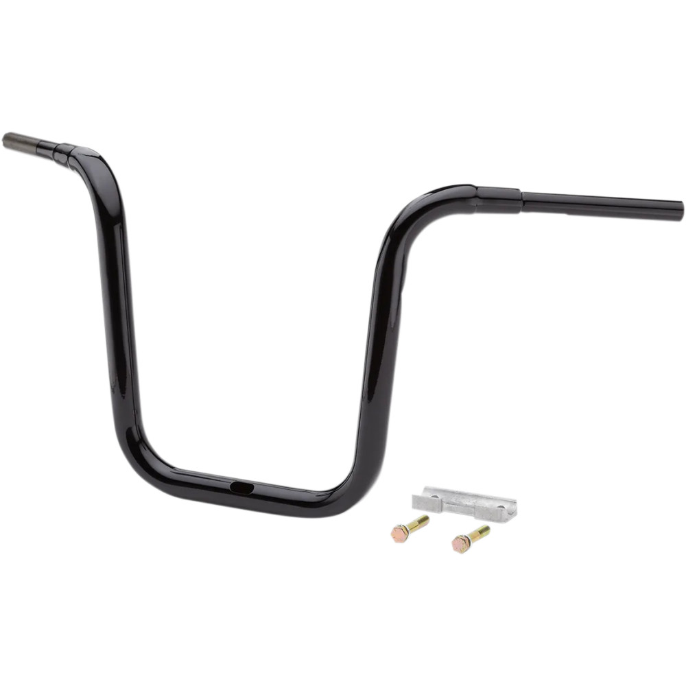 1-1/2" Manillar Ape Hanger Grande tradicional — elevación 16", retroceso 9", Negro brillo