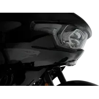 GOAT-E Luz de carenado — montaje en carenado, LEDs ámbar y blancos, carcasa cromada, para Harley-Davidson®