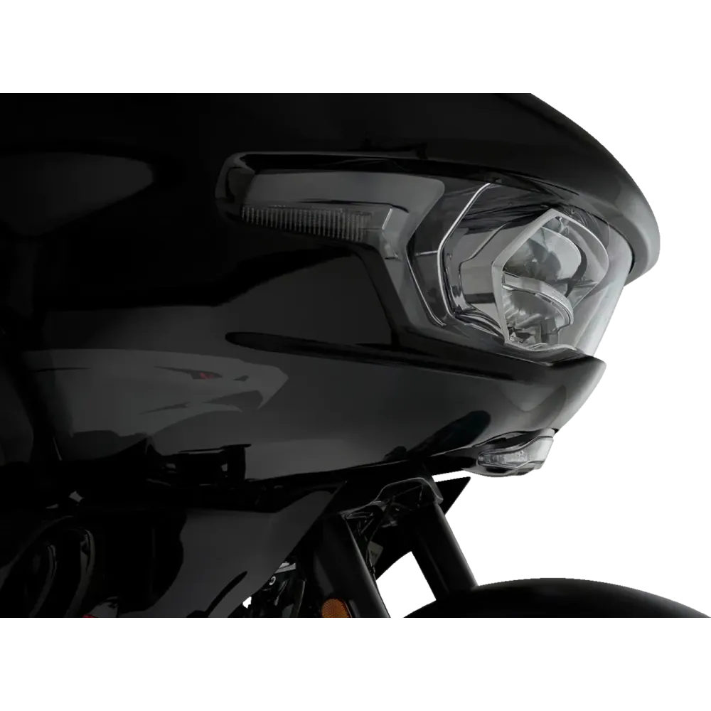 GOAT-E Luz de carenado — montaje en carenado, LEDs ámbar y blancos, carcasa cromada, para Harley-Davidson®