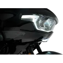 GOAT-E Luz de carenado — montaje en carenado, LEDs ámbar y blancos, carcasa cromada, para Harley-Davidson®
