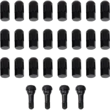 Replacement ATV/UTV Wheel Lug Nuts with Valve Stems — 12 mm x 1.5, tapered base, 24 pack, black gloss