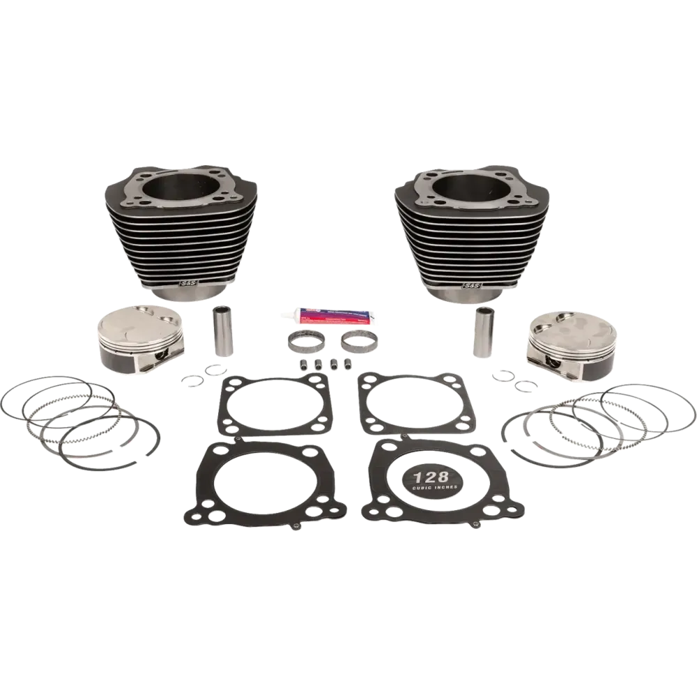 Cylinder Kit — 4.250 in bore, 4.500 in stroke, 128 cu in, bolt pattern 4.840 in, Black Granite