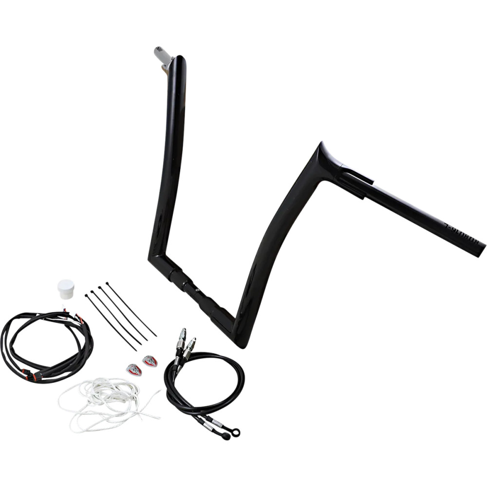 1-1/2" EZ Install Pointed Top Handlebar Kit — 16" rise, 8" pullback, 1-1/4" clamp, Black