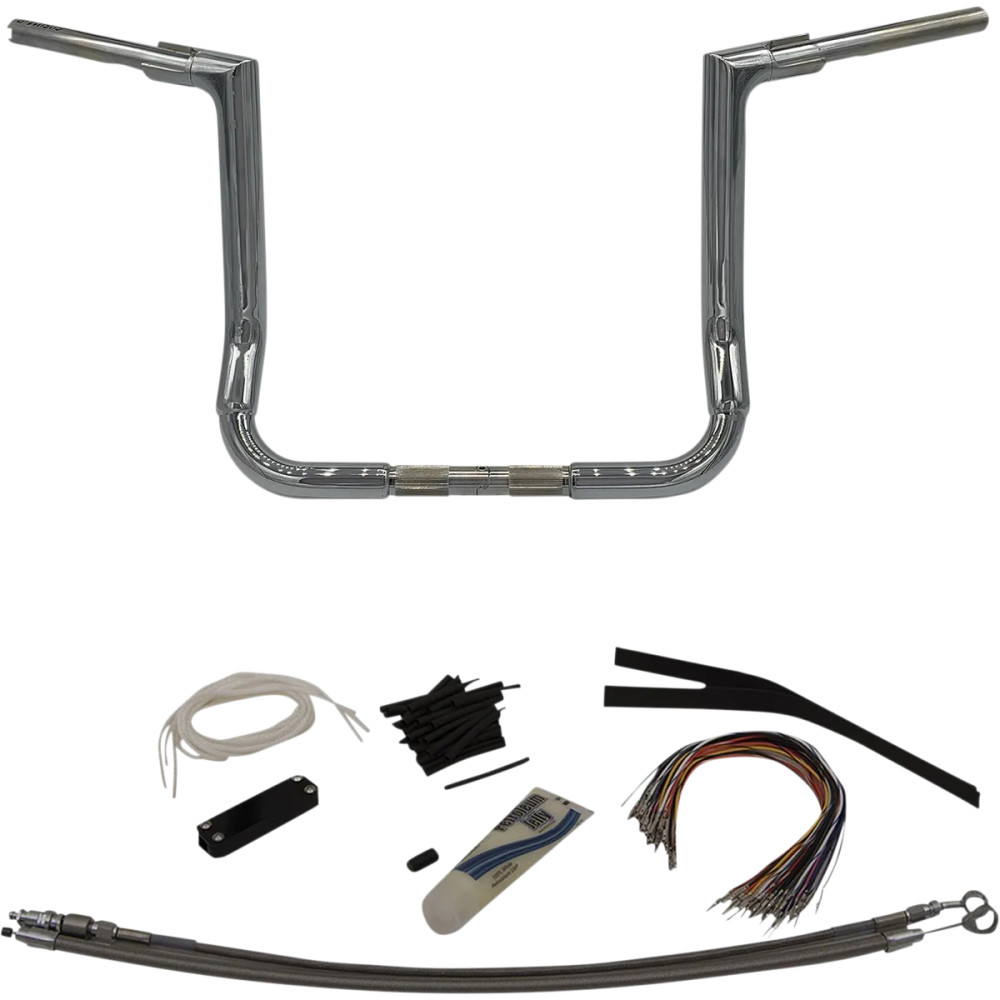 1-1/2" EZ Install Flat Top Handlebar Kit — 38 mm (1-1/2") handlebar, 25.4 mm (1") clamp, Chrome