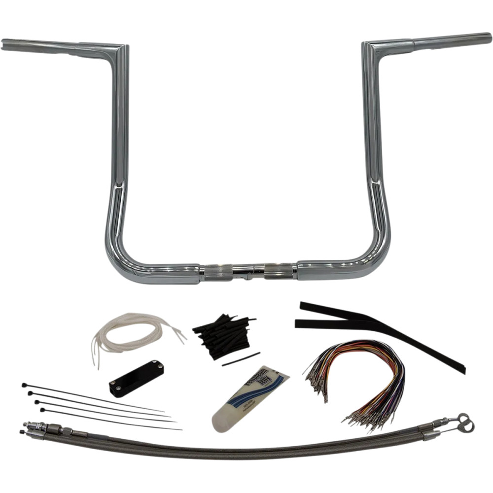 1-1/4" EZ Install Flat Top Handlebar Kit — 14" rise, 36" width, Chrome