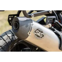 SO EC SLIP-ON MUFFLER PAN AMERICA — Right mount, Polished stainless, Carbon fiber end cap