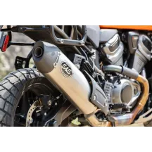 SO EC SLIP-ON MUFFLER PAN AMERICA — Right mount, Polished stainless, Carbon fiber end cap