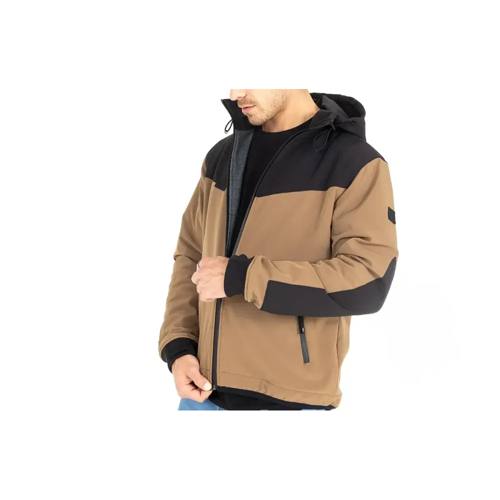 XTM® V3 Sudadera Softshell Rip Stop con Capucha — 5XL, marrón claro