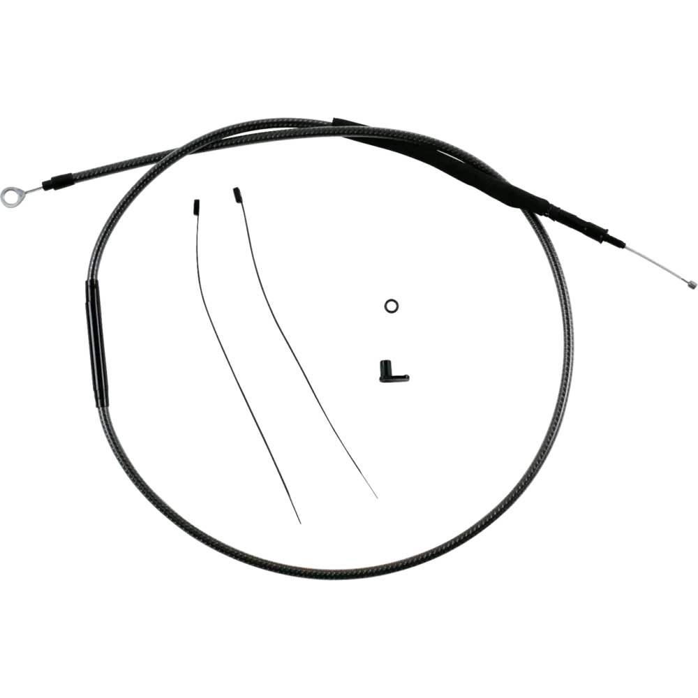 Redesigned Polished KARBONFIBR Clutch Cable — 72-11/16\" overall, 79 mm (3-1/8\") travel, 31-1/2\" adjuster
