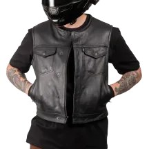 THRASHIN SUPPLY CO. VEST ENCINAL SHORTY LEATHER LA