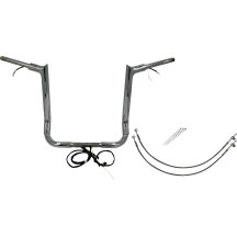 Kit de manillar EZ Install con cableado y tope puntiagudo — 38 mm (1.5"), subida 16", ancho 36", cromado