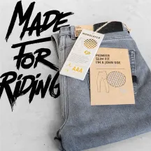 Pioneer Mono Riding Pants — 34/32, Slim fit, Light Gray