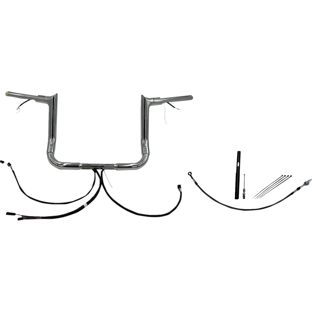 EZ Install Wired 1-1/2" Pointed Top Handlebar Kit — 1-1/2" diameter, 15" center width, 12" rise, Chrome